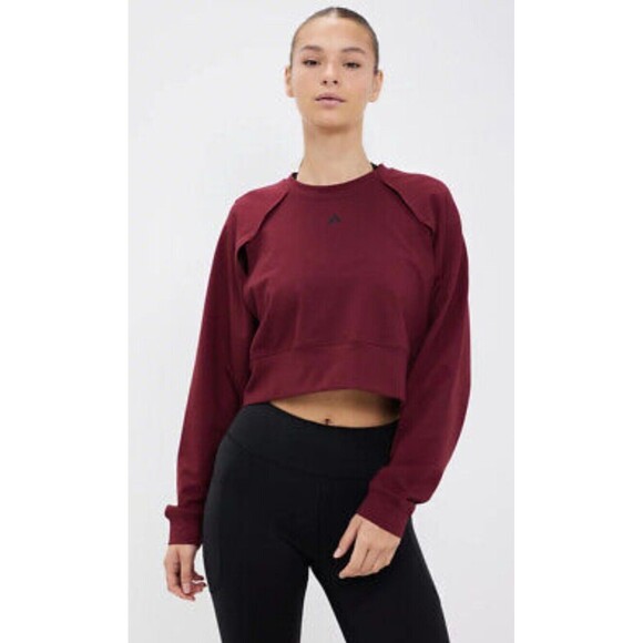 Adidas Performance Power Aero Ready Crop Cover-up Sweatshirt  Shadow Red 2X - Picture 1 of 8